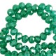Faceted glass beads 4x3mm disc Lake green-pearl shine coating